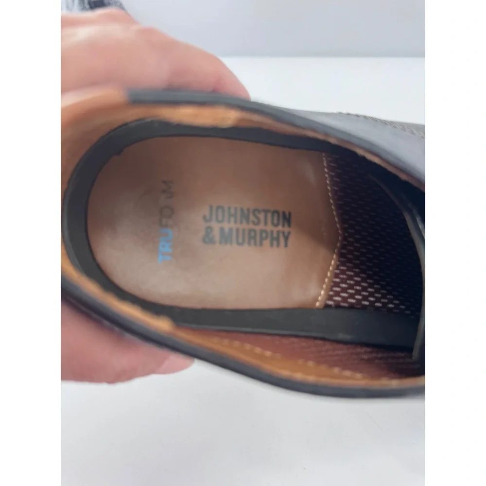 Johnston & Murphy TRUFOAM Upton Oxford Mens Black Leather Plain Toe Shoe 10M